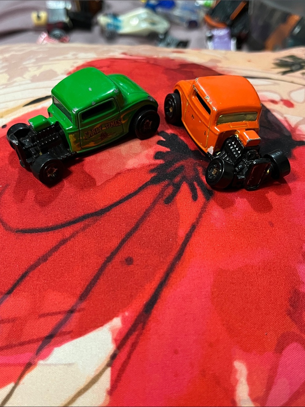 Die-Cast Kids Hot Rod Car Set - Green & Orange
